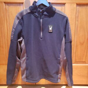 Spyder Men's L Quarter-Zip Core Midlayer Sweatshirt Fleece Navy Grey Ski Outdoor